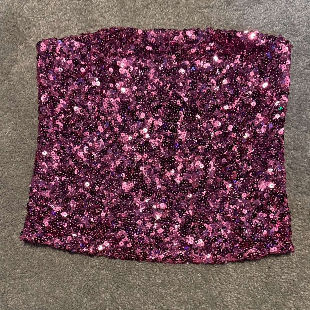 Sequin Pink Tube Top Crop